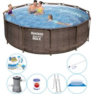 👉 Zwembad steel Bestway Pro Max Rattan 366x100 Cm - 7-delig Pakket 8720574966626