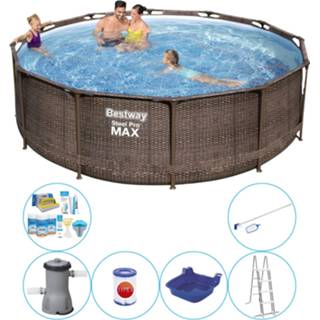 👉 Zwembad steel Bestway Pro Max Rattan 366x100 Cm - 7-delig Combinatie Deal 8720574966695