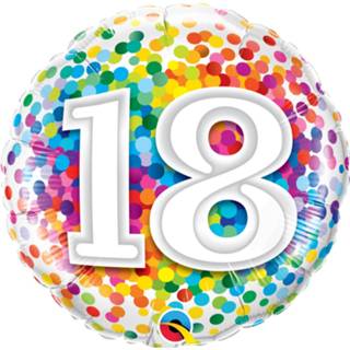 👉 Folie Ballon 18 Jaar Met Confettipint 45 Cm Leeftijd Feestartikelen - Ballonnen 8720276644051