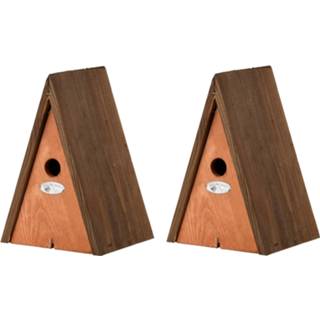 👉 Vogelhuisje bruin houten 2x Stuks Vogelhuisjes/nestkasten Wigwam 27 Cm - Vogelhuisjes 8720576221419