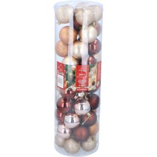👉 Kerstbal bruin goud Christmas Gifts Kerstballen Set 50 Stuks - Bruin/goud Mat Glanzend Met Glitter 8711252253848