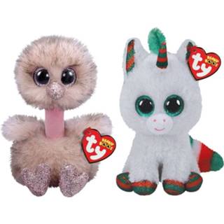 👉 Knuffel Ty - Beanie Boo's Henna Ostrich & Christmas Unicorn 8720679626517
