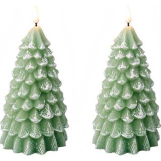 👉 Kaars groen 2x Stuks Led Kaarsen Kerstboom D10 X H22 Cm - 8720576198117