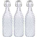 👉 Drinkfles transparant 3x Glazen Decoratie Flessen Met Beugeldop 1000 Ml - Drinkflessen 8720276498197