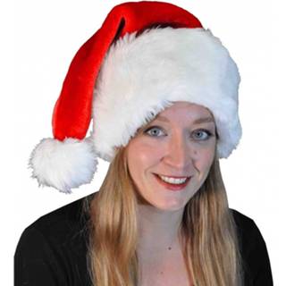 👉 Kerstmuts rood wit pluche Luxe Rood/wit Met Brede Rand Voor Volwassenen - Kerstmutsen 3700299937274