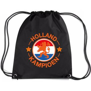 Rugzak zwart nylon Holland Kampioen Leeuw Supporter Rugzakje/sporttas - Ek/ Wk Voetbal / Koningsdag Gymtasje Zwemtasje 8720576307007