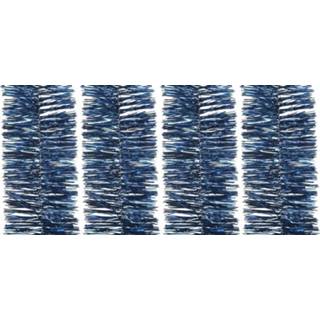 👉 Kerst boom active blauw 4x lametta guirlande donkerblauw 270 cm kerstboom versiering/decoratie