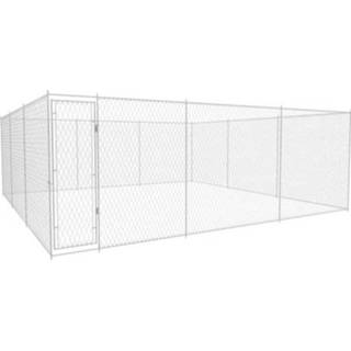 👉 Hondenkennel zilver VidaXL voor buiten 570x570x185cm 8719883604633