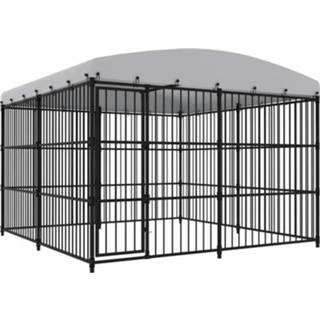 👉 Hondenkennel zwart VidaXL met dak 300x300x210cm 8719883769660