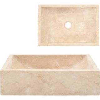 👉 Waskom marmer VidaXL rechthoek 45x30x12cm crème 8718475617136