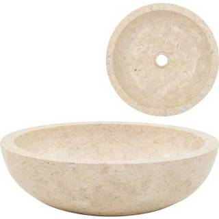 👉 Waskom marmer VidaXL rond Ø40x12cm crème 8718475617150