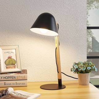 👉 Tafel lamp houten licht hout zwart Lindby Tetja tafellamp met paal,