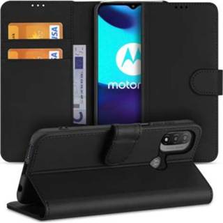 👉 Pasjeshouder zwart Telefoon Hoesje Motorola Moto E20 Book Case met 8720632363534