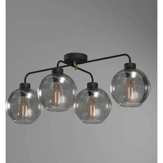 👉 Plafondlamp zwart glas a++ rookgrijs Bari van glas, 4-lamps