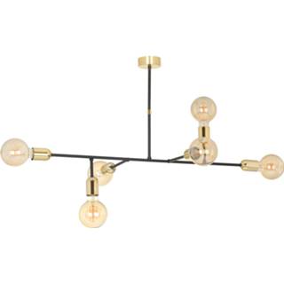 👉 Plafondlamp zwart gouden staal a++ goud Juka 6 met fittingen,