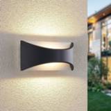 👉 Buitenwandlamp donkergrijs aluminium warmwit a+ Lindby Mathea LED buitenwandlamp, lengte 22 cm