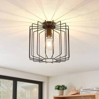 👉 Plafond lamp metalen staal mat a++ zwart Lindby Agosto plafondlamp, kooi,