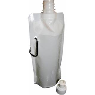 Waterzak witte Set Van 2x Stuks 400 Ml Opvouwbaar Met Haakje - Veldflessen 8720147780321