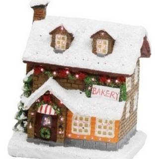 👉 Kerstdorp multi polyresin active kersthuisjes bakkerij met verlichting 9 x 11 12,5 cm