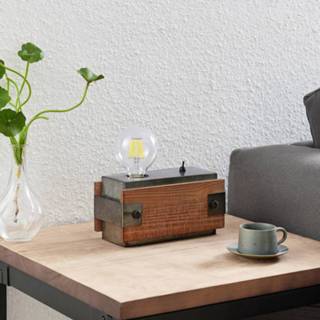 👉 Tafellamp hout metaal a++ Lindby Nilaska 1-lamp met schakelaar