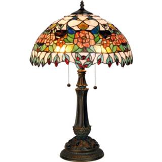 👉 Tafel lamp bruin multicolor Kleurrijke tafellamp Maja in Tiffany-design