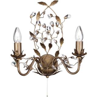 👉 Wandlamp goud-bruin Almandite Florentijnse stijl 2 lichtbr.