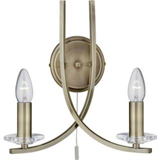 👉 Wandlamp oud-goud messing Antiek gevormde Ascona messing, 2 lichtbr