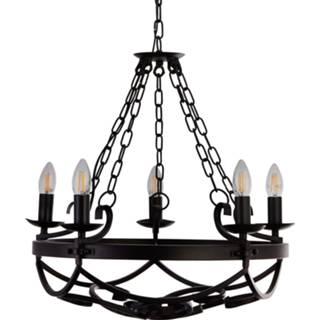 👉 Kroonluchter mat a++ zwart staal Cartwheel, 5-lamps, Ø 54 cm