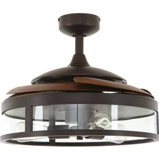 👉 Plafondventilator donkerbruin kunststof warm wit a+ brons New Fanaway Classic - met lamp