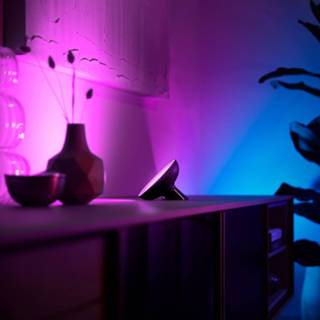 👉 Tafellamp c stroomkabel a+ IOS app Amazon Alexa wit zwart kunststof Philips Hue Bloom white & Color