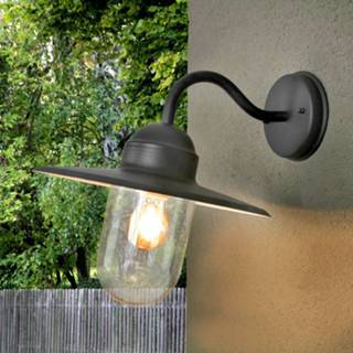 👉 Buiten wandlamp zwart transparant zwarte buitenwandlamp Filip in landelijke stijl