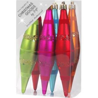 👉 Kerstbal kunststof active 6x pegel kerstballen gekleurd 15 cm