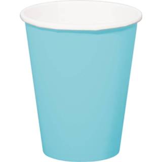 👉 Drinkbeker blauw papier 24x Stuks Drinkbekers Van Lichtblauw 350 Ml - Feestbekertjes 8720576044223