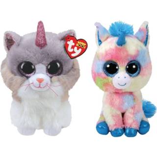 👉 Knuffel Ty - Beanie Buddy Asher Cat & Blitz Unicorn 8720679636035