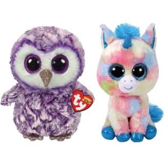 👉 Knuffel Ty - Beanie Buddy Moonlight Owl & Blitz Unicorn 8720679636059