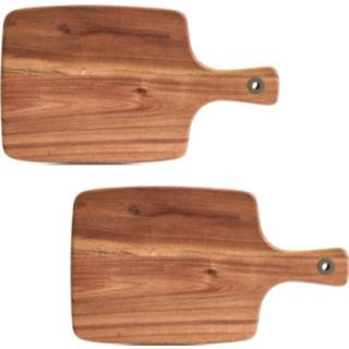 👉 Serveerplank houten 2x Rechthoekige Acacia Snij/serveerplanken 32 Cm - Snijplanken 8720276236171