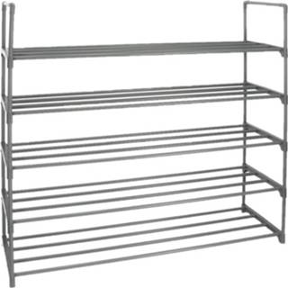 👉 Schoenenrek grijs kunststof metalen Kunststof/metalen Schoenenrek/schoenenstandaard 5-laags 30 X 90 87 Cm - Schoenenrekken 8430540996372