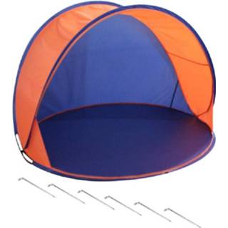 👉 Strandtent blauw oranje Beachshelter Pop-up Strandtent/windscherm Blauw/oranje 150 X 80 Cm Incl. Haringen - Windschermen 8720576327807