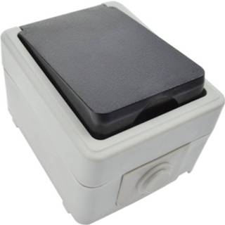 👉 Stekkerdoos grijs Set Van 1x Buiten Wandstopcontacten/stekkerdozen Ip44 Met Randaarde En Klep Spatwaterdicht - Stekkerblokken 8720276164917