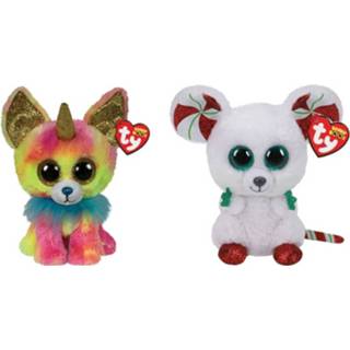 👉 Knuffel Ty - Beanie Boo's Yips Chihuahua & Christmas Mouse 8720679615528