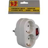 👉 Stopcontact witte Splitter Dubbel Met Randaarde En Schakelaar - Stekkerblokken 8717344999342