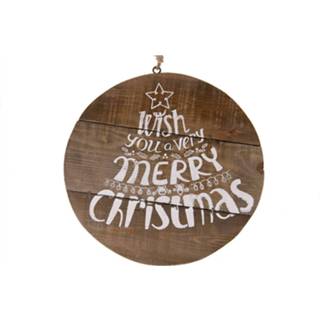 👉 Tekstbordje bruin hout Naturel Collections Tekstbord Christmas Oud Ø28cm 8720007145369