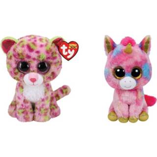 👉 Knuffel Ty - Beanie Boo's Lainey Leopard & Fantasia Unicorn 8720679615603