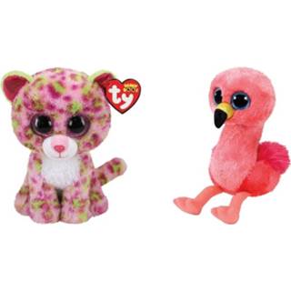 👉 Knuffel Ty - Beanie Boo's Lainey Leopard & Gilda Flamingo 8720679615610