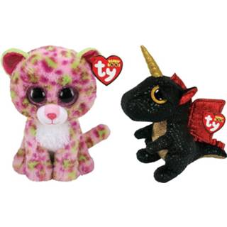 👉 Knuffel Ty - Beanie Boo's Lainey Leopard & Grindal Dragon 8720679615627