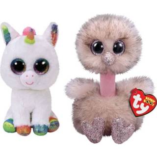 👉 Knuffel Ty - Beanie Boo's Pixy Unicorn & Henna Ostrich 8720679621239