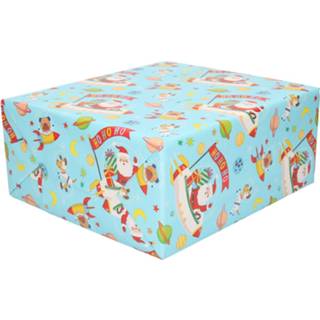 👉 Inpakpapier 2x Rollen Kerst Inpakpapier/cadeaupapier Vliegende Kerstman 200 X 70 Cm - Cadeaupapier 8720576318089