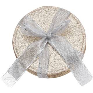 👉 Onderzetter goud kunststof active 4x stuks onderzetters glitter D10 cm