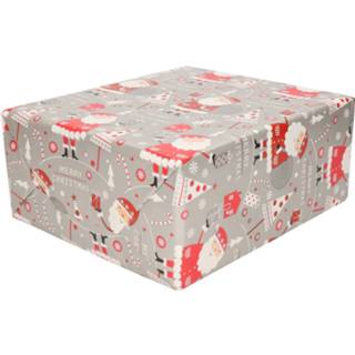 👉 Inpakpapier zilver 2x Rollen Kerst Inpakpapier/cadeaupapier Met Kerstmannen 200 X 70 Cm - Cadeaupapier 8720576184912
