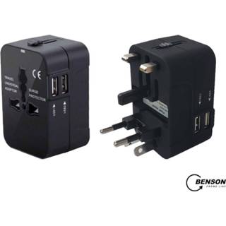 👉 Reisstekker Benson Universele - 2 Usb Poorten Geschikt Voor Meer Dan 150 Landen 8719274340645